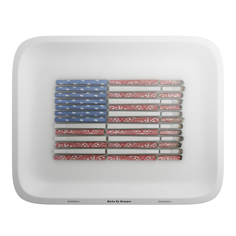 HEMPER Aluminum American Flag Design with Pre Rolls Rolling Tray - 2