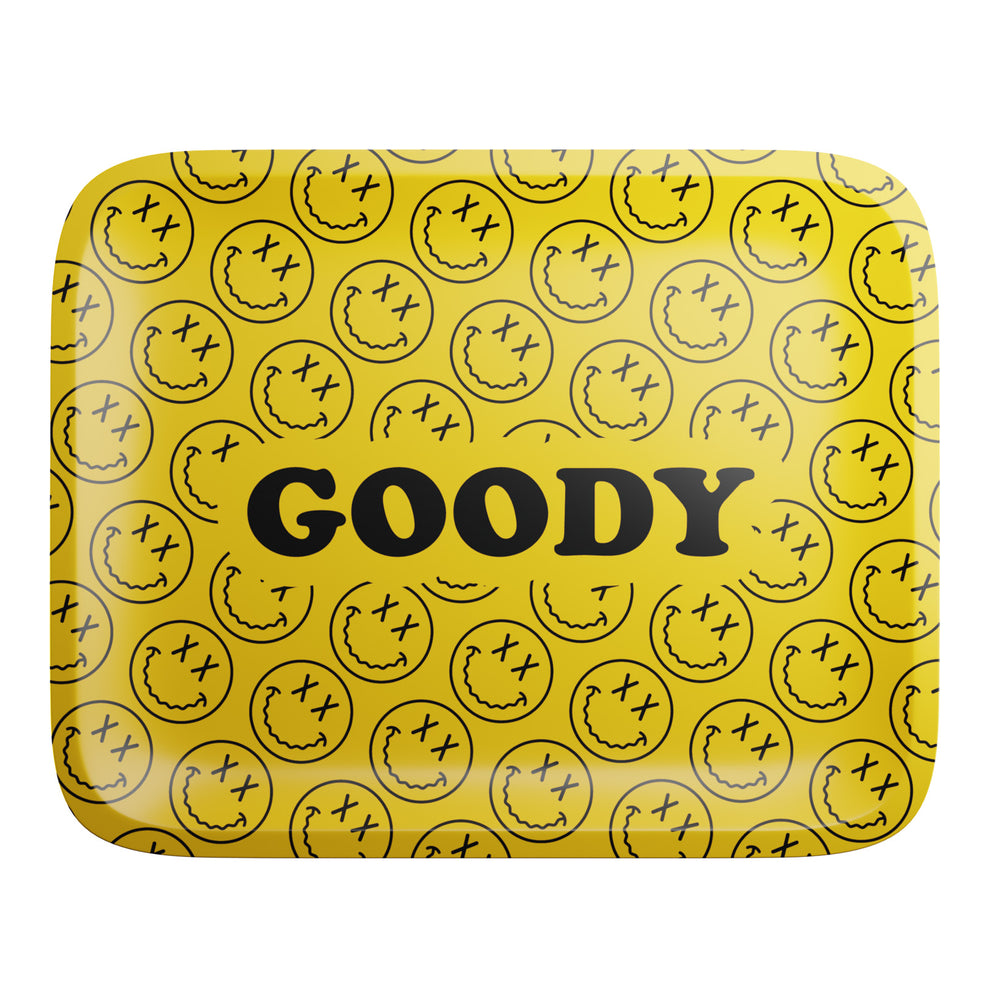 Goody Glass Aluminum Yellow Happy Face Pattern Rolling Tray - 1