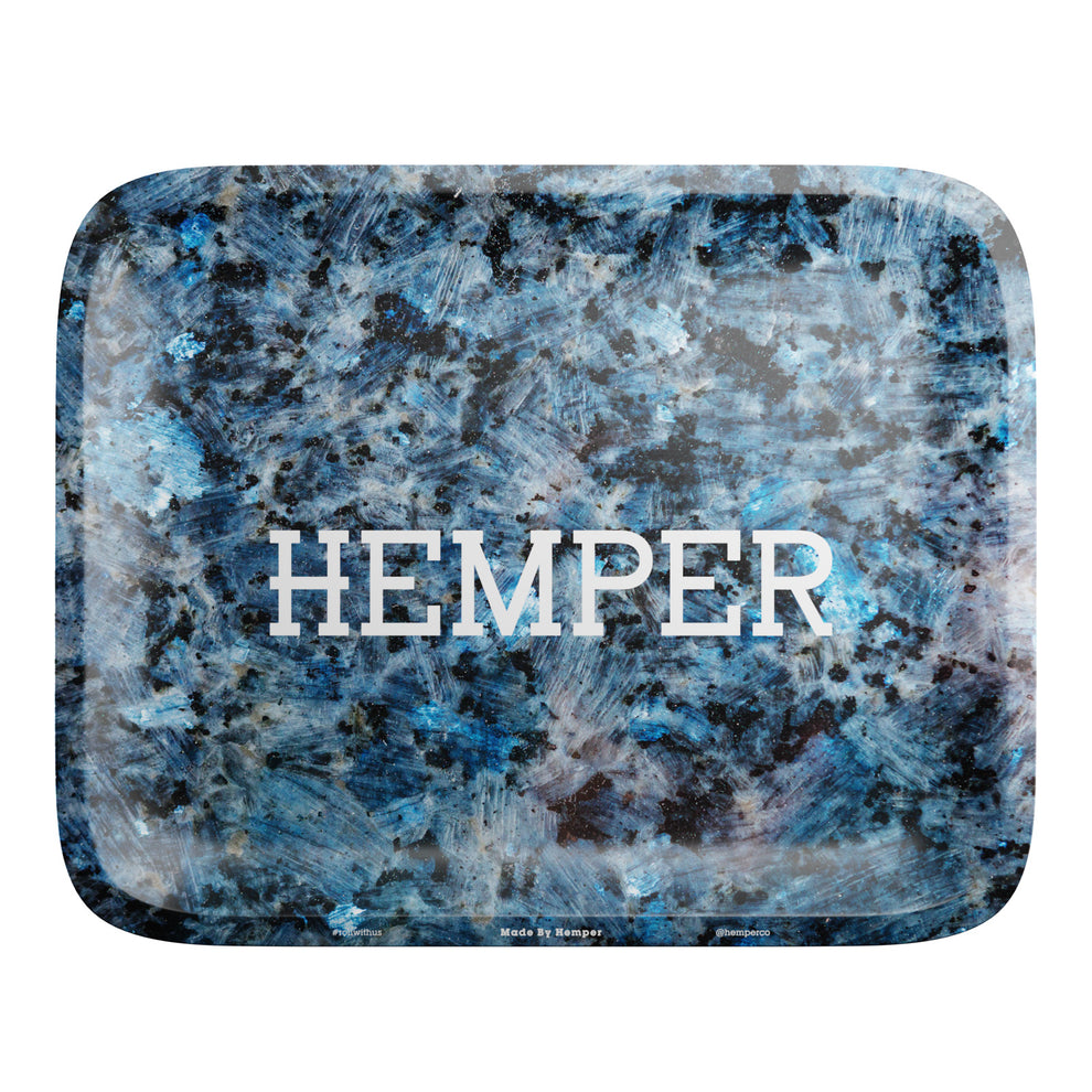 HEMPER Aluminum Blue Marble Rolling Tray - 1