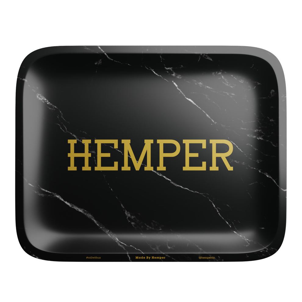 HEMPER Aluminum Black Marble Rolling Tray - 1