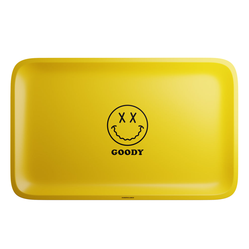 Goody Glass Aluminum Yellow Happy Face Rolling Tray - 3