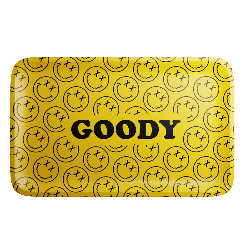 Goody Glass Aluminum Yellow Happy Face Pattern Rolling Tray - 4