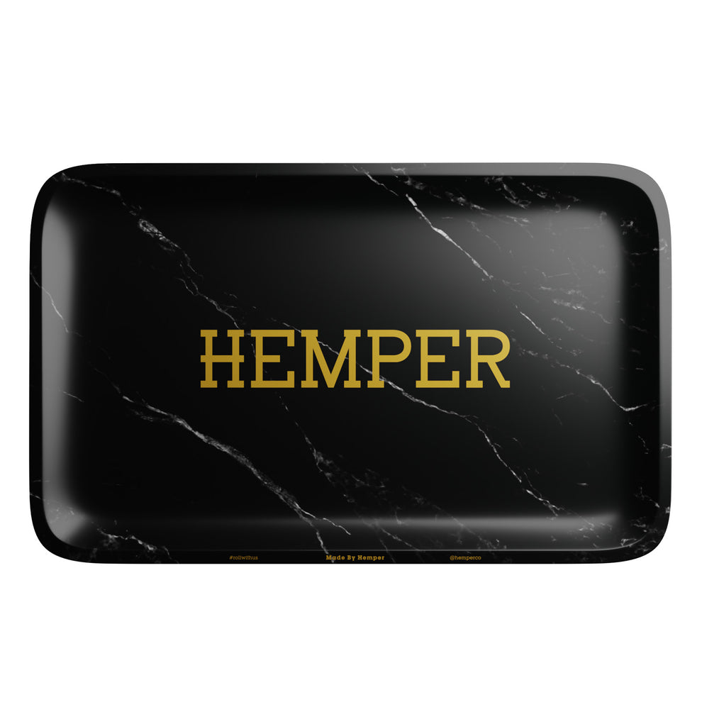 HEMPER Aluminum Black Marble Rolling Tray - 3