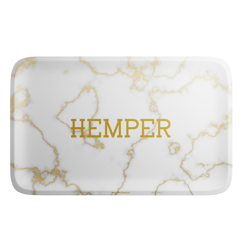 HEMPER Aluminum White Marble Rolling Tray - 3