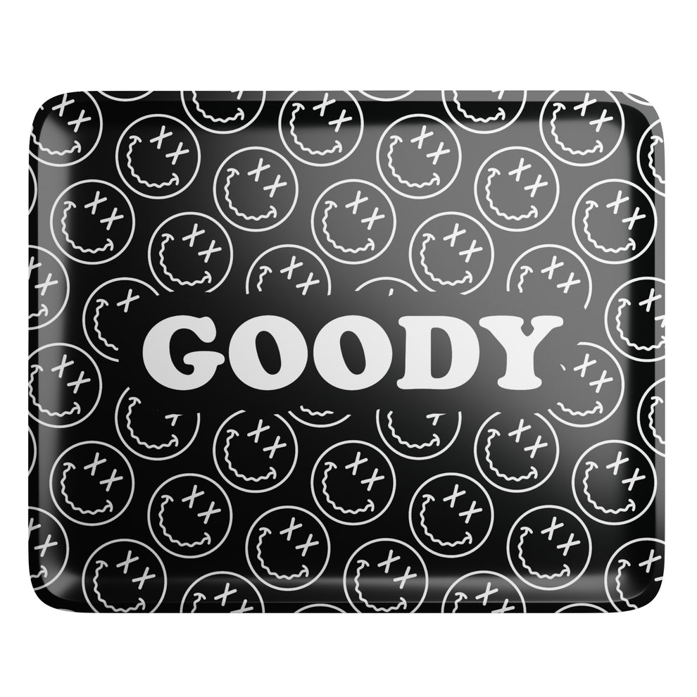Goody Glass Aluminum Black Happy Face Pattern Rolling Tray - 4