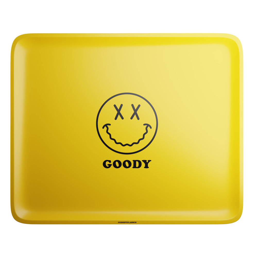Goody Glass Aluminum Yellow Happy Face Rolling Tray - 4