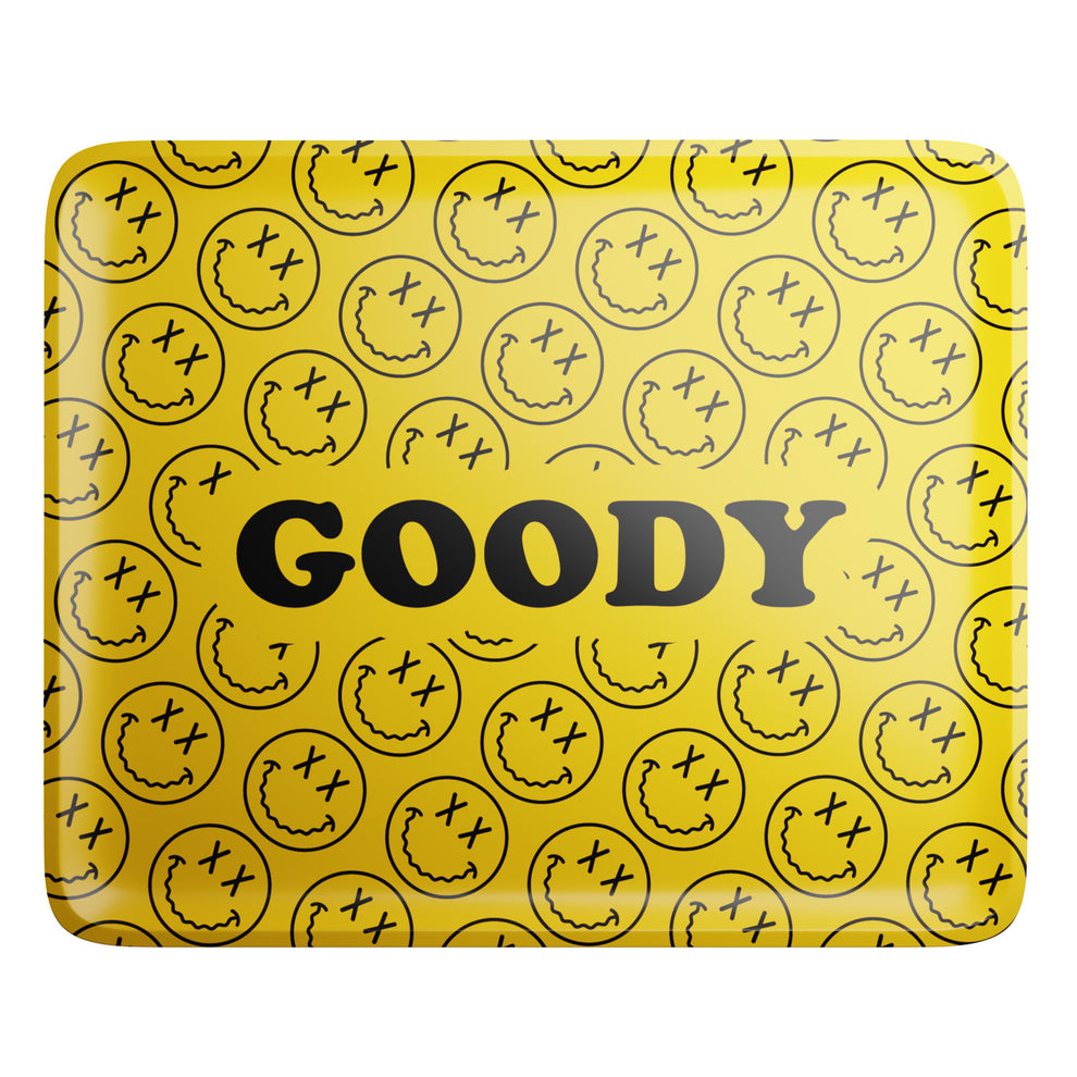 Goody Glass Aluminum Yellow Happy Face Pattern Rolling Tray - 3