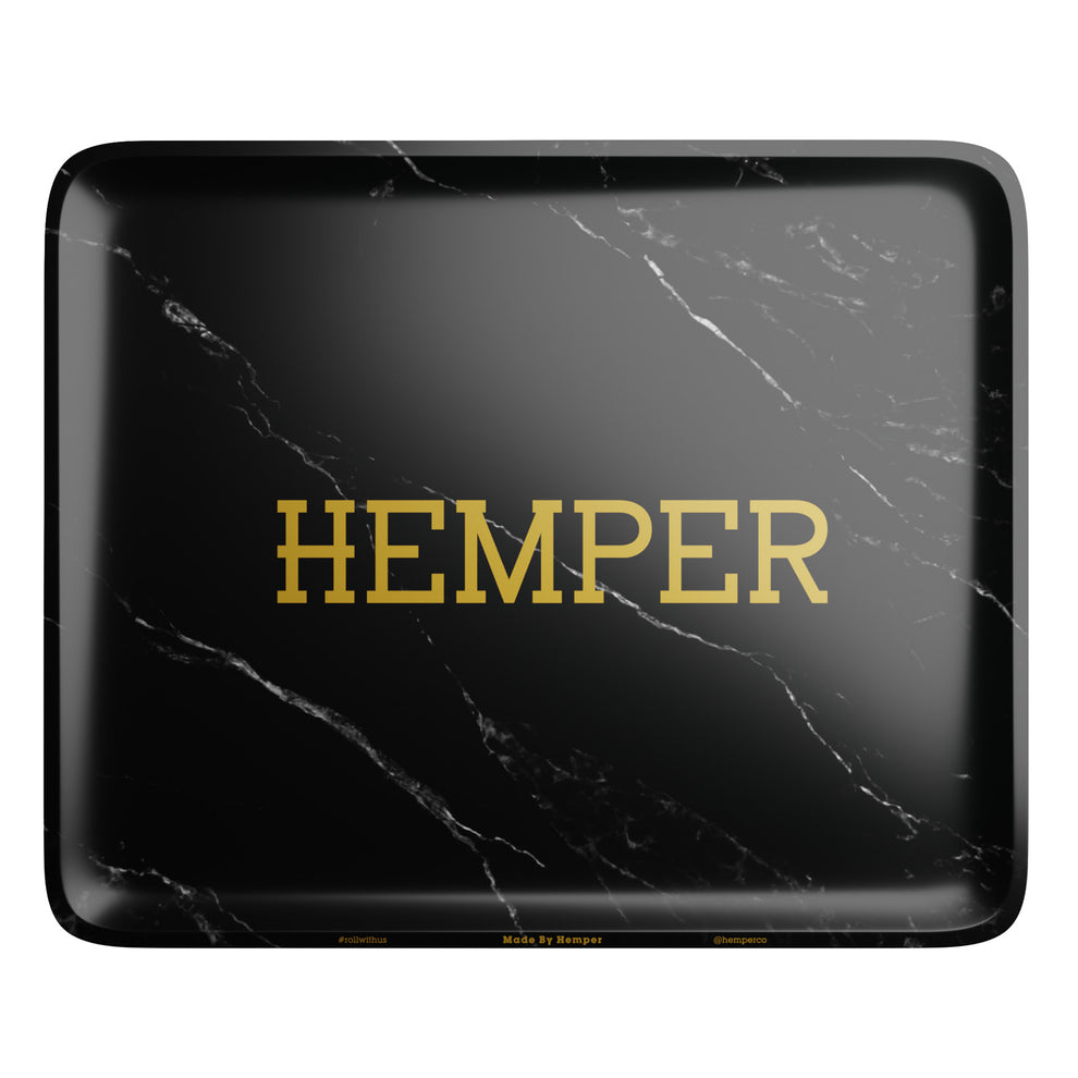 HEMPER Aluminum Black Marble Rolling Tray - 4