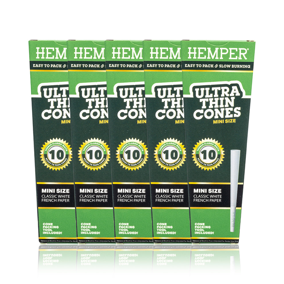 HEMPER Mini Size Ultra Thin Classic White Cones 10PK - 3