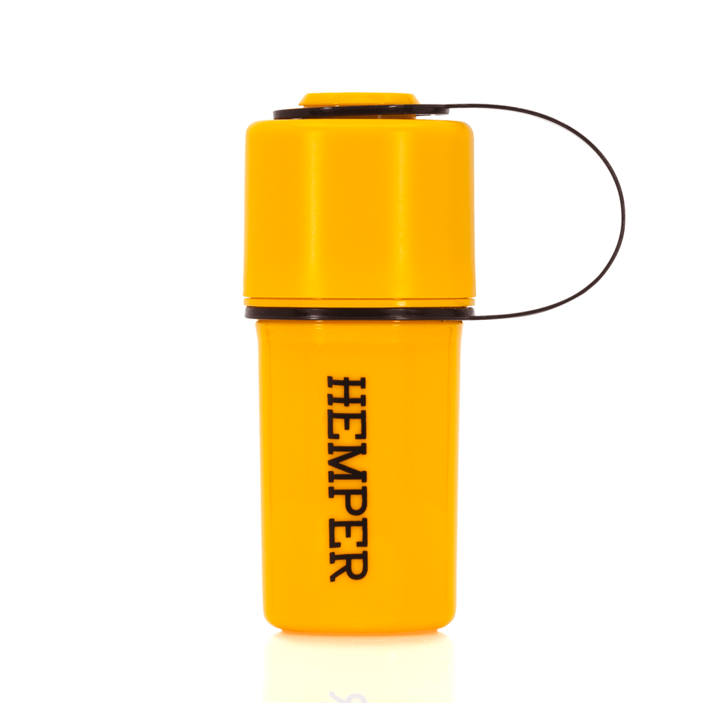 Yellow HEMPER Keeper Smell Proof Storage Case And Grinder