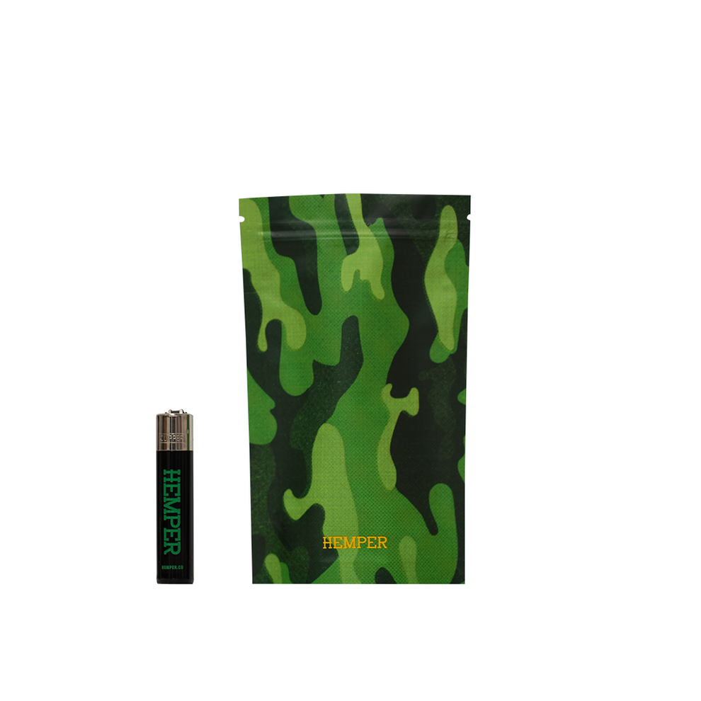 HEMPER Medium Green Camo Smell Proof Bag - 5