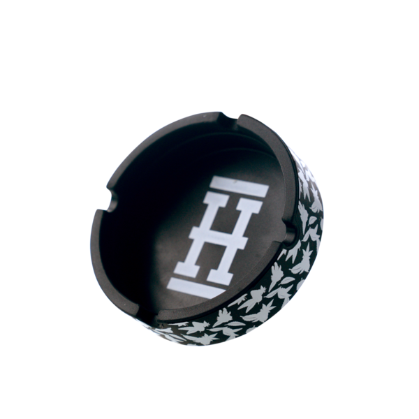 Hemper Ceramic Ashtray with White Leaf Design - 1